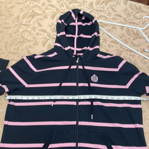 Lauren Ralph Lauren Black Label Zip Up Jacket Black /Pink Hooded size 2 XL - Picture 10 of 12